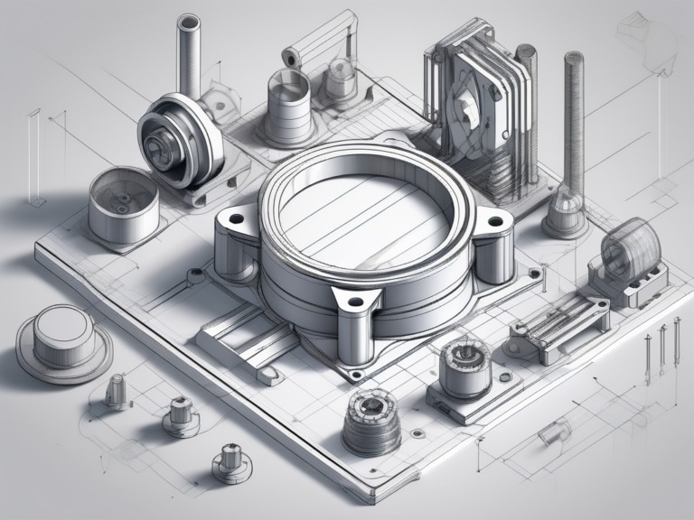 A 3d cad software interface with a complex mechanical part being designed on it