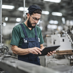 Factory Worker Evaluating OEE